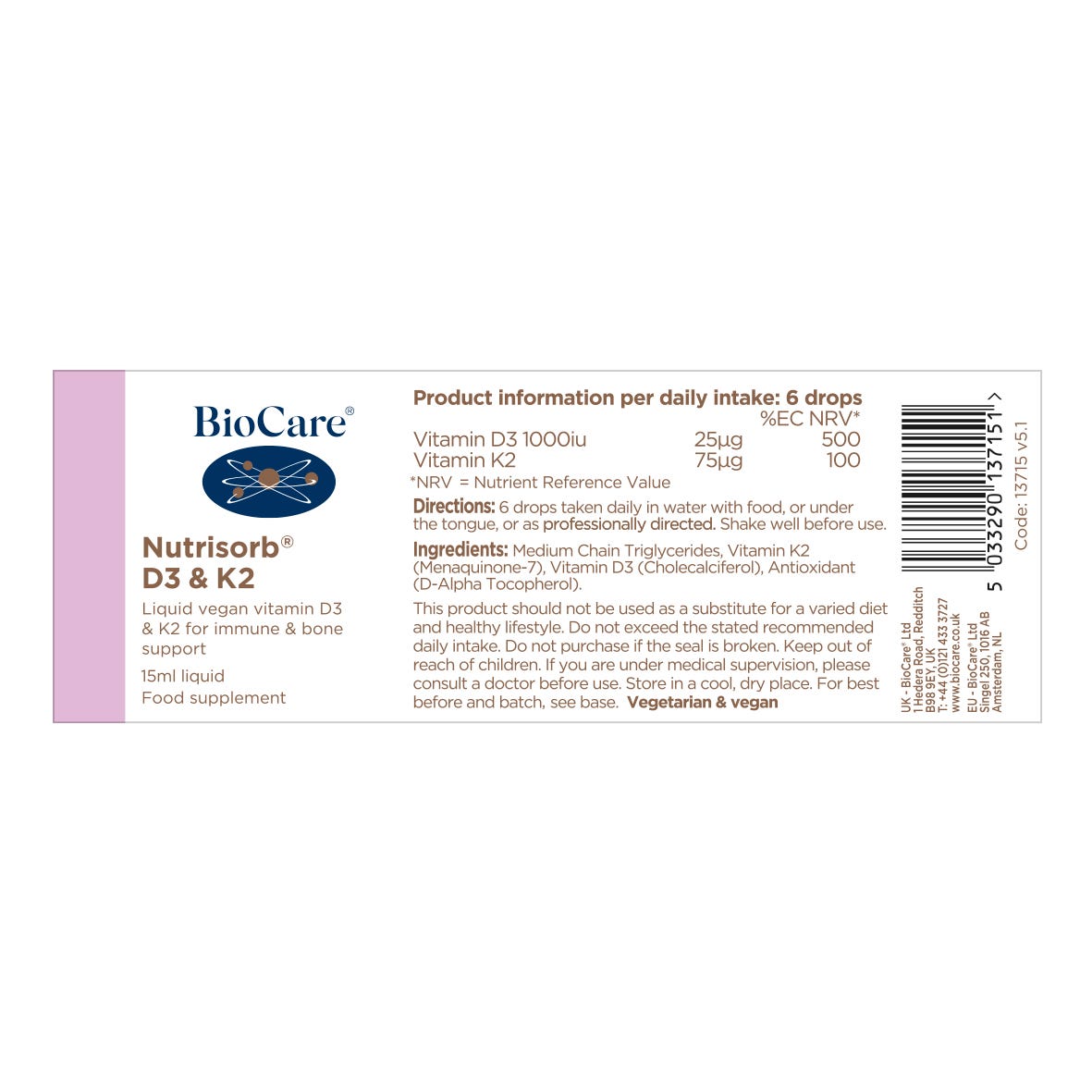 BioCare Nutrisorb® D3 & K2 3