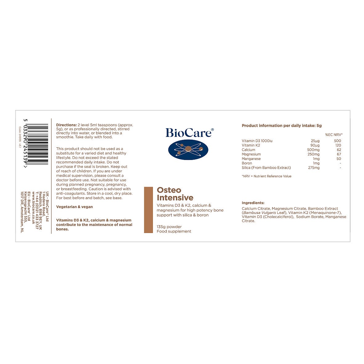 BioCare Osteo Intensive 135g