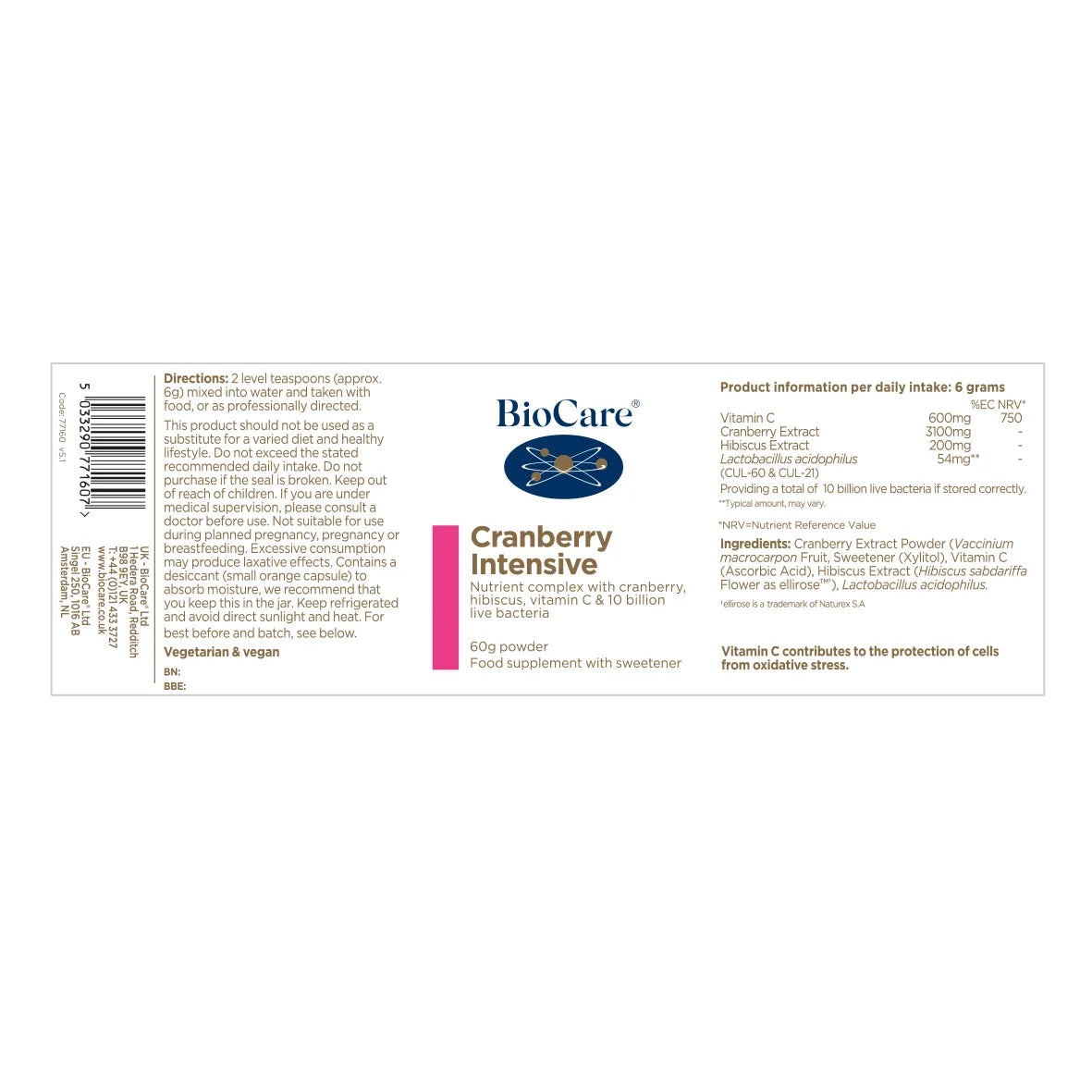 BioCare Cranberry Intensive 60g Powder image 1