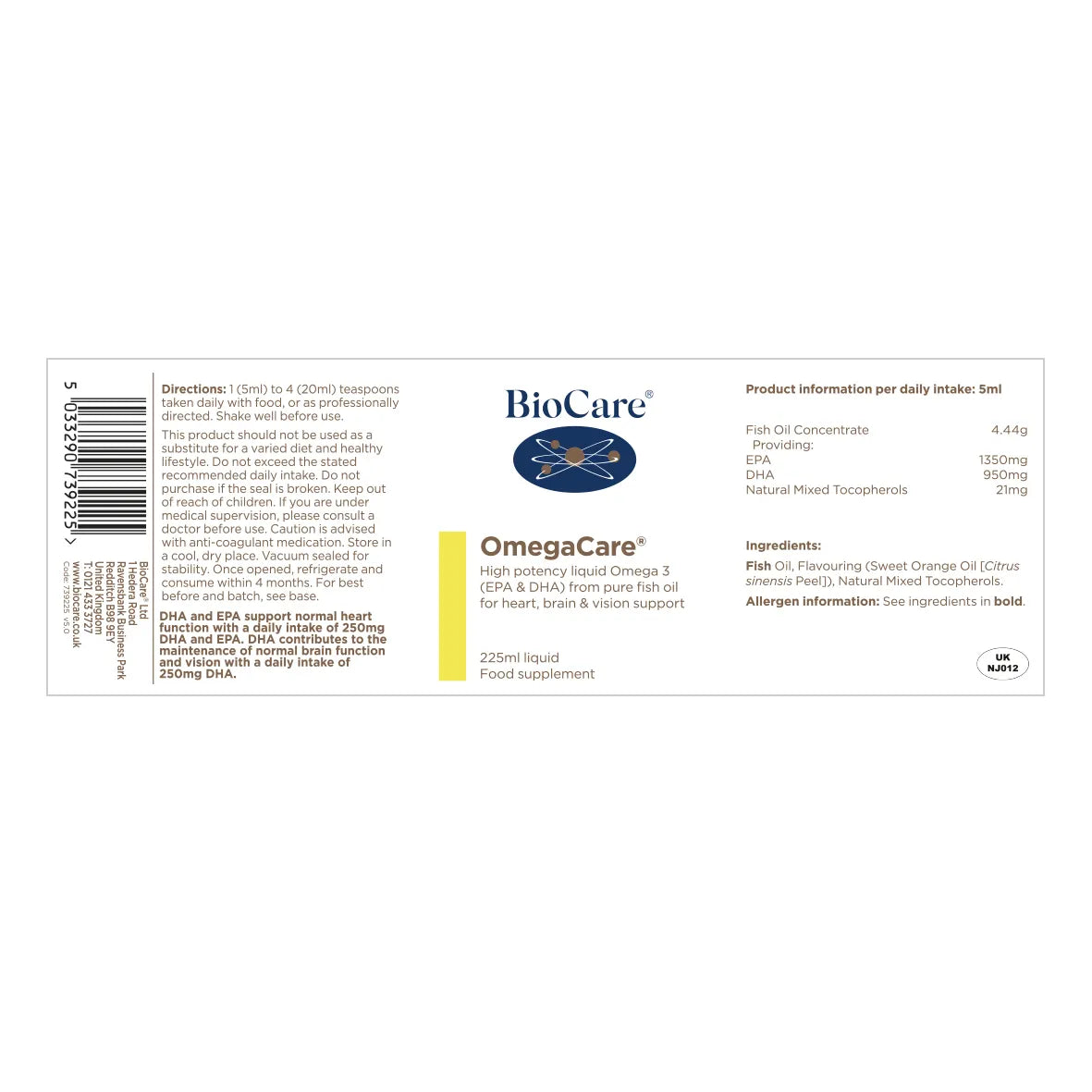 BioCare OmegaCare® 225ml image 1