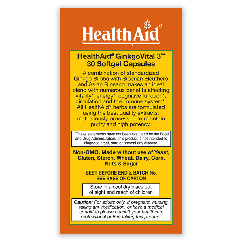HealthAid GinkgoVital +3 Capsules