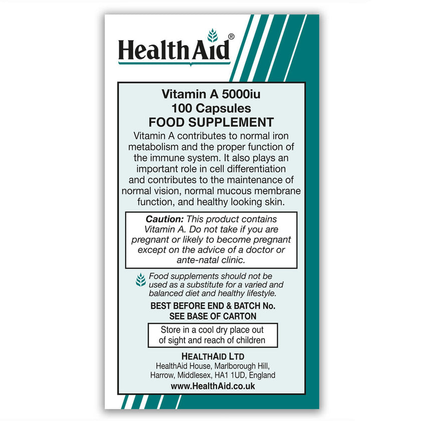 HealthAid Vitamin A 5000iu 100's Capsules
