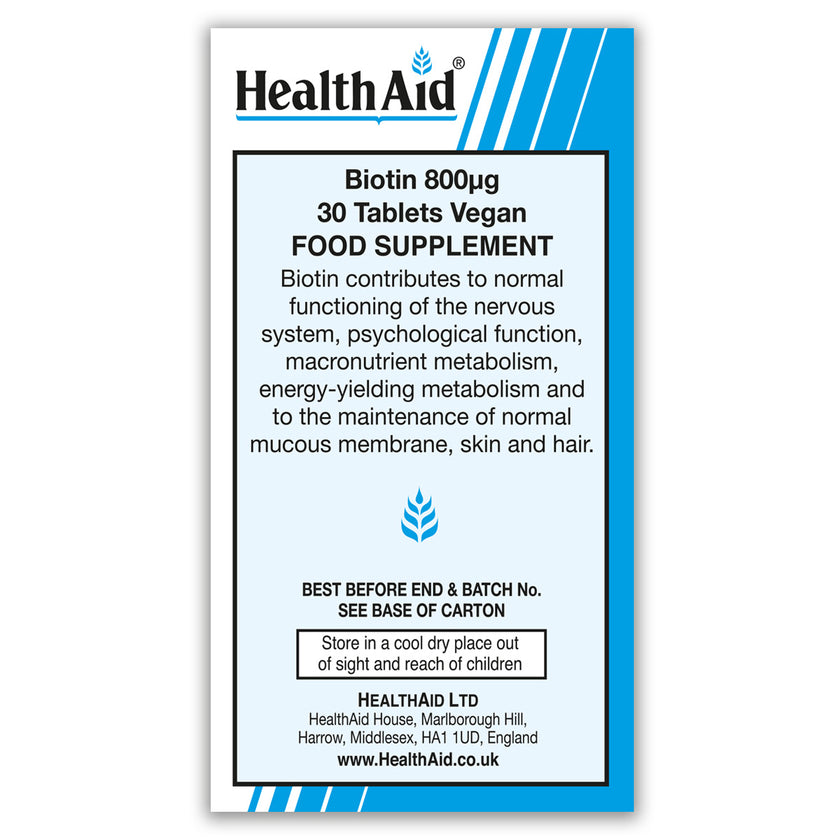 HealthAid Biotin 800µg Tablets