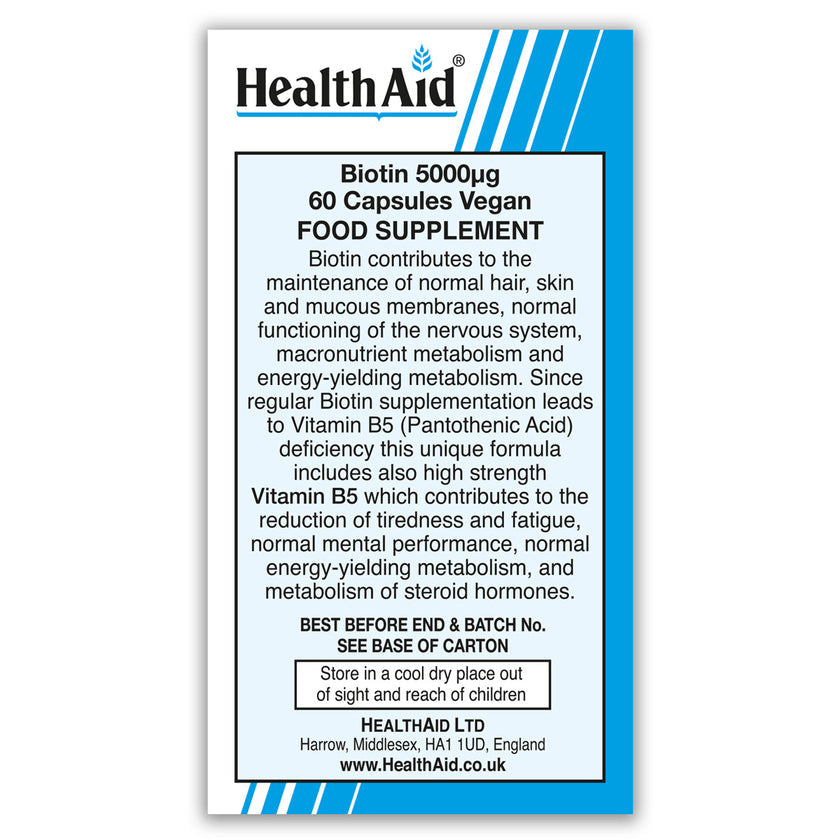 HealthAid Biotin 5000ug Capsules