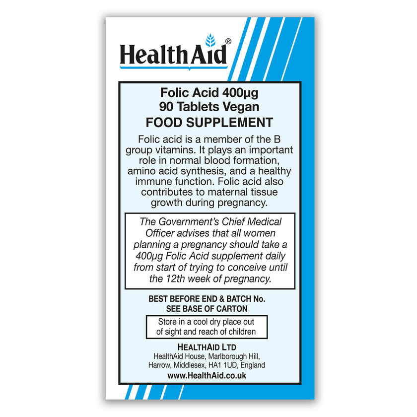 HealthAid Folic Acid 400µg Tablets