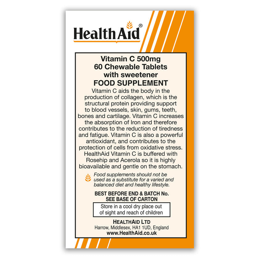 HealthAid Vitamin C 500mg Tablets Chewable