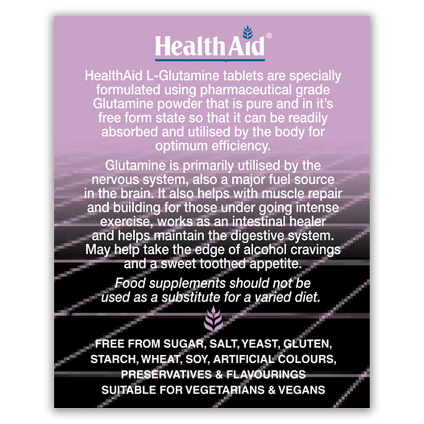 HealthAid L-Glutamine 500mg + Vitamin B6 Tablets