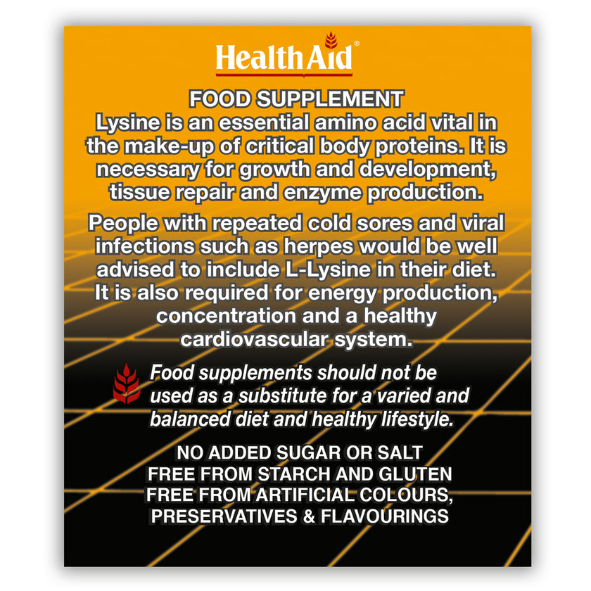 HealthAid L-Lysine HCI 500mg Tablets