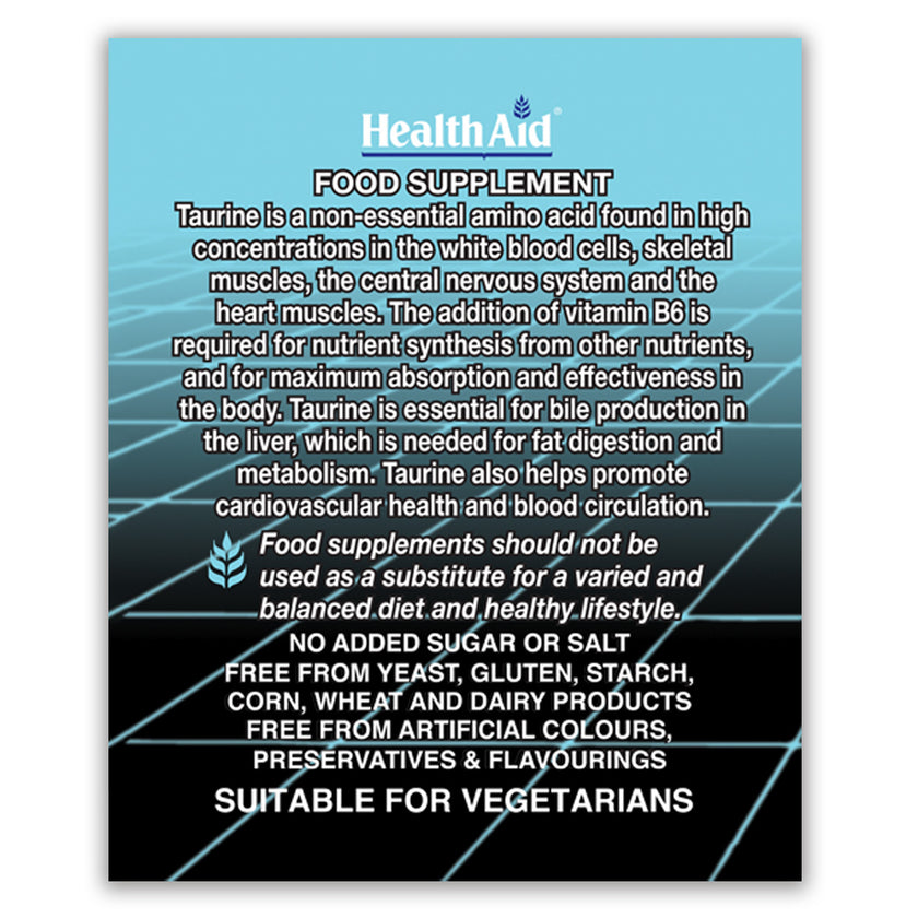 HealthAid L-Taurine 550mg+ Vitamin B6 Tablets
