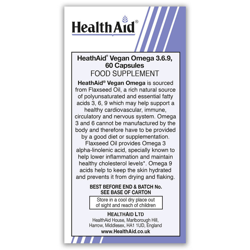 HealthAid Vegan Omega 3 - 6 - 9 Capsules