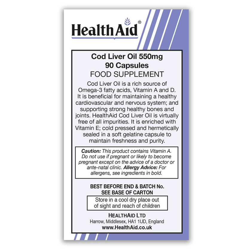 HealthAid Cod Liver Oil 550mg Capsules