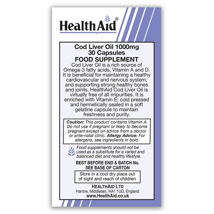 HealthAid Cod Liver Oil 1000mg Capsules