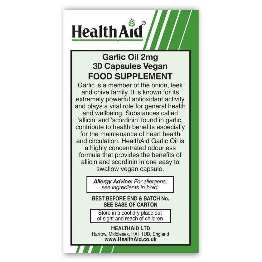 HealthAid Garlic Oil 2mg Odourless Vegicaps