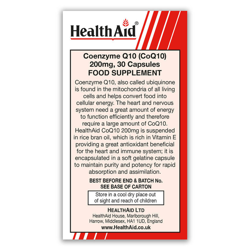 HealthAid CoQ10 200mg (Coenzyme Q10) Capsules