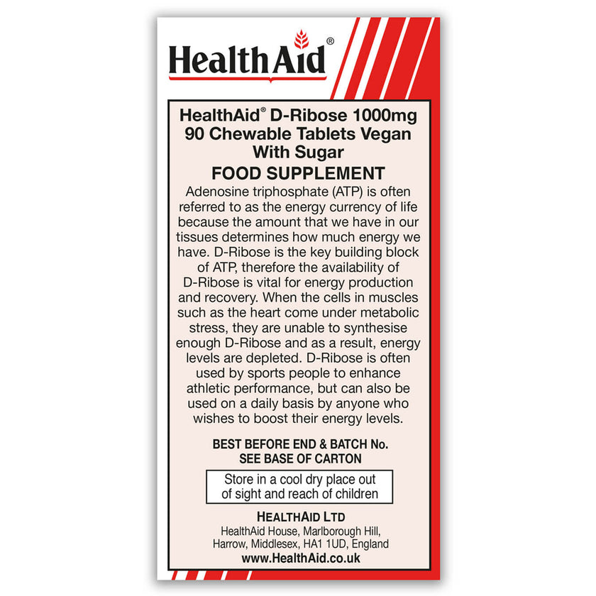 HealthAid D-Ribose 1000mg Tablets