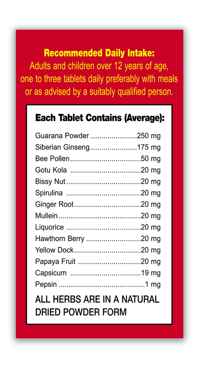 HealthAid Herbal Booster with Guarana and Gotu Kola