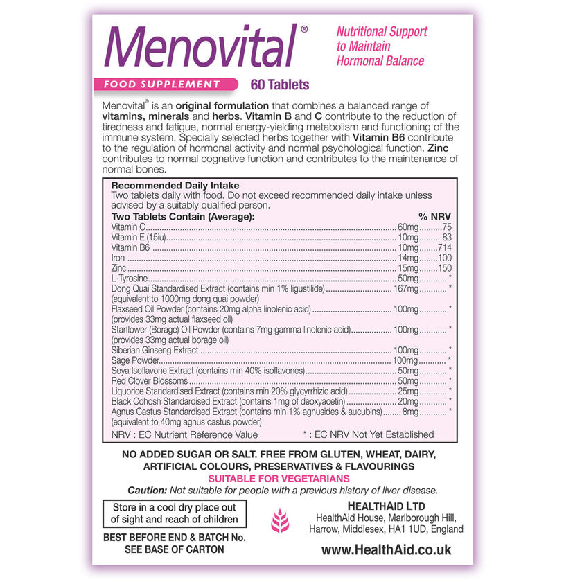 HealthAid Menovital (Dong Quai, Sage, Black Cohosh++) - Blister Pack