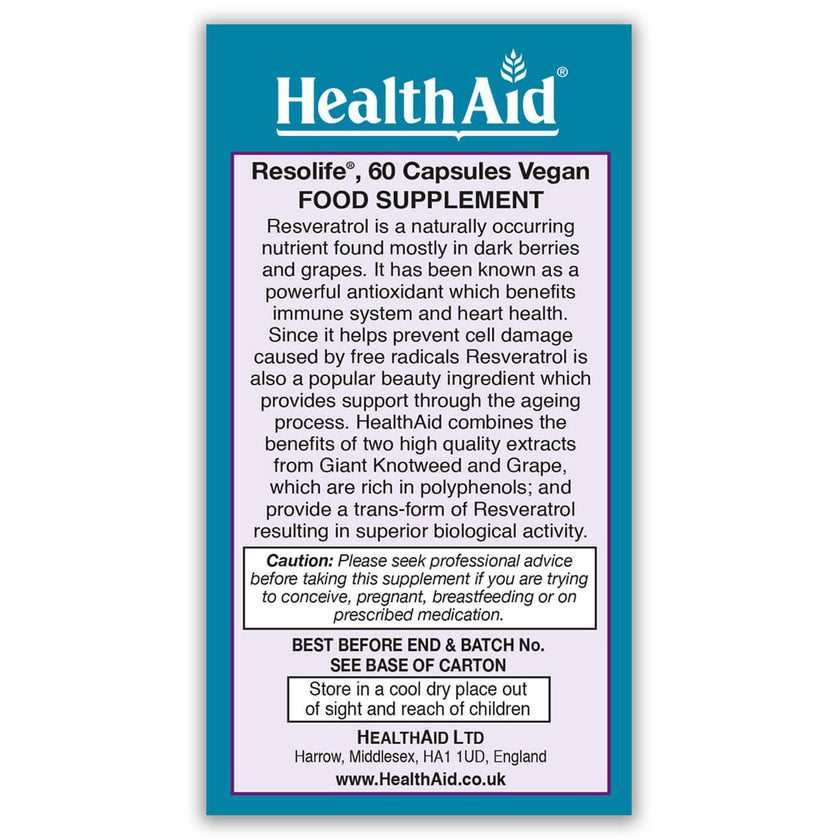 HealthAid Resolife® (Resveratrol 250mg) Capsules