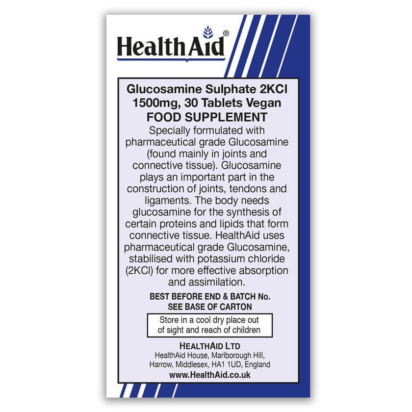 HealthAid Glucosamine Sulphate 1500mg 2KCl Tablets