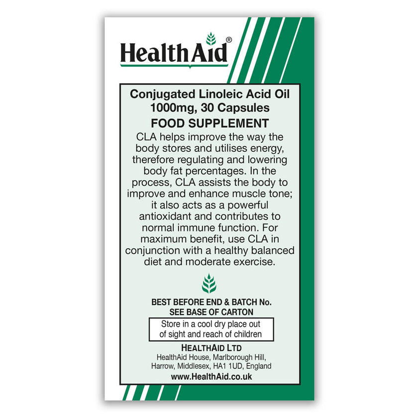 HealthAid CLA (Conjugated Linoleic Acid) 1000mg Capsules