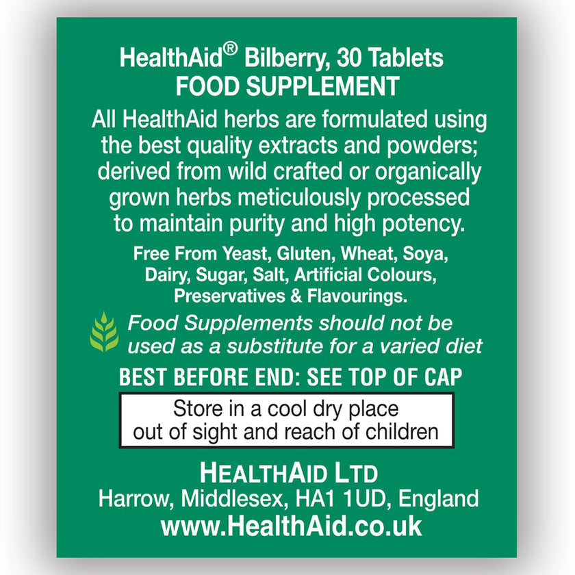 HealthAid Bilberry 275mg Equivalent Tablets