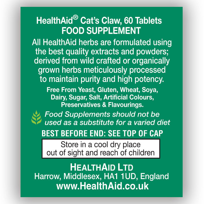 HealthAid Cat's Claw - 475mg Equivalent Tablets