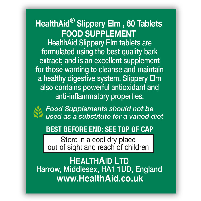 HealthAid Slippery Elm 560mg Equivalent Tablets