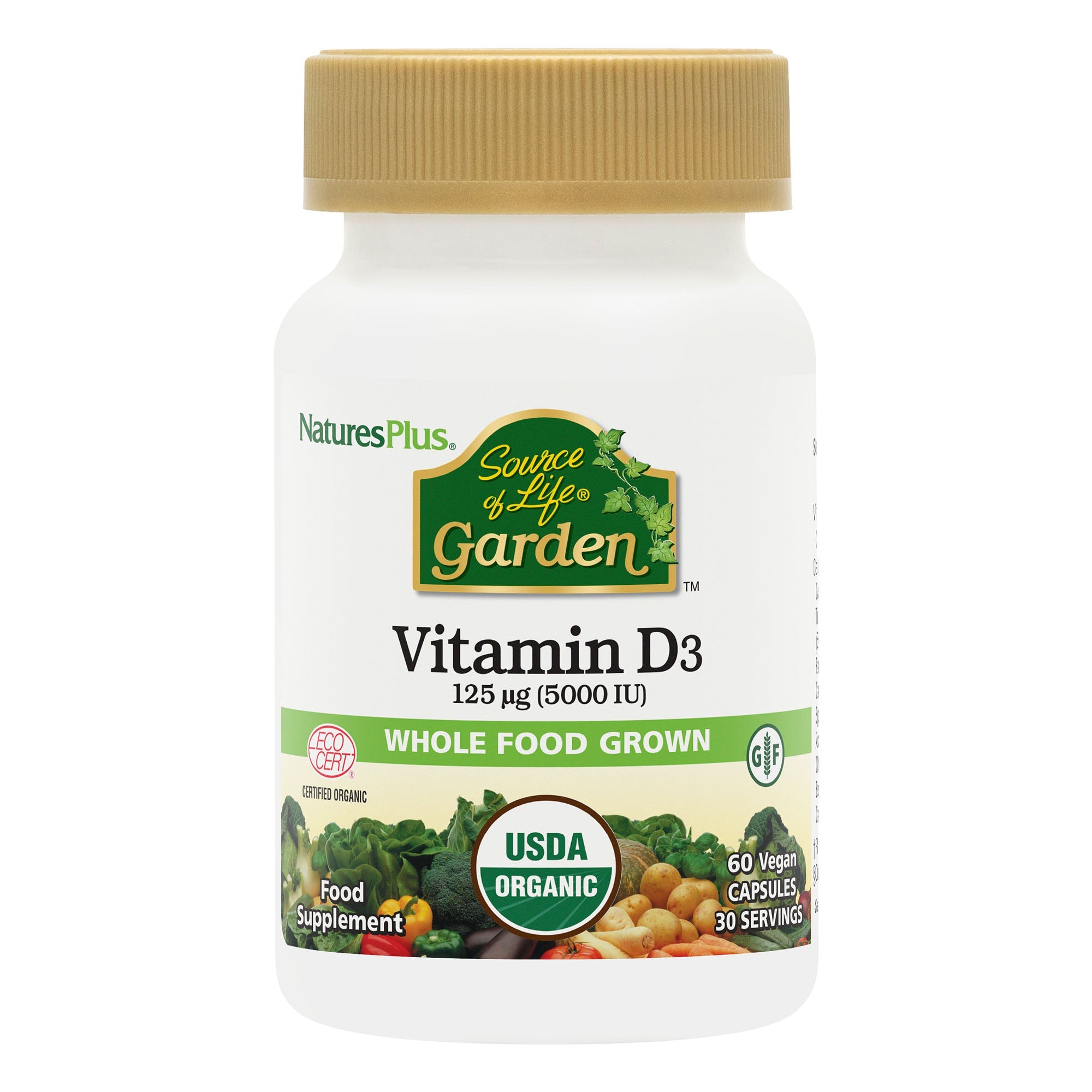 NaturesPlus Source of Life Garden Vitamin D3 5000IU Capsules