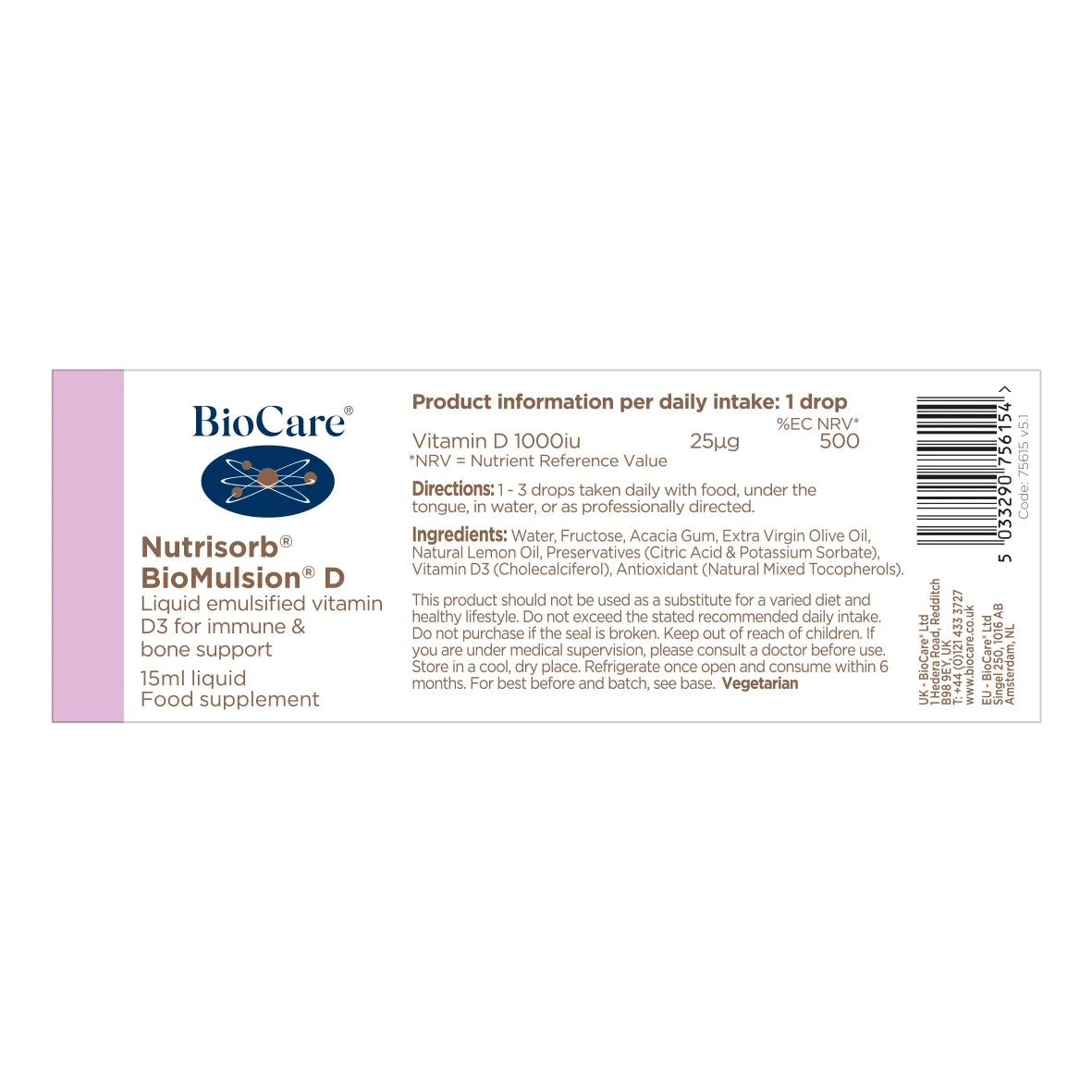 BioCare Nutrisorb BioMulsion® D 15ml image 1