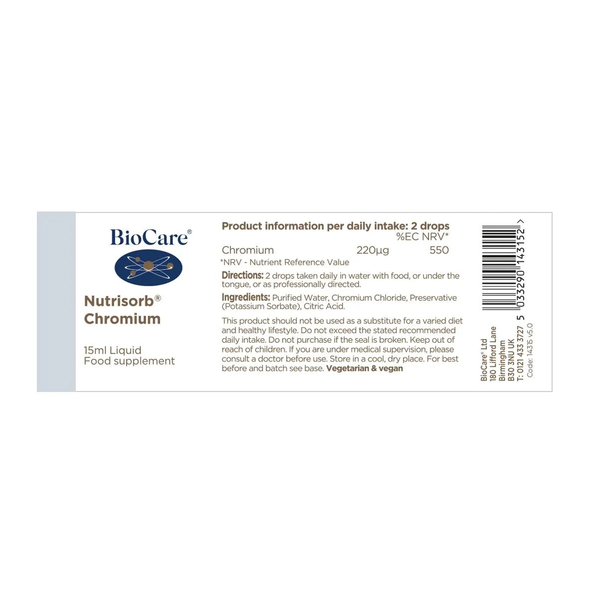 BioCare Nutrisorb® Chromium 15ml image 1