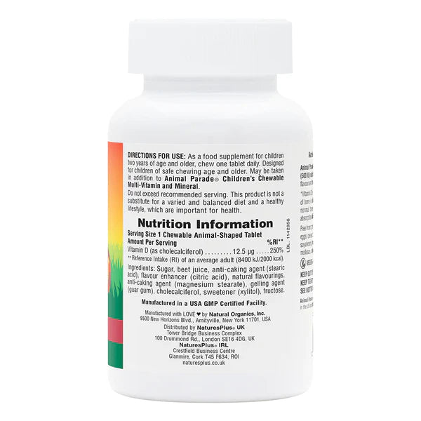 NaturesPlus Animal Parade® Vitamin D3 500 IU Children's 90 Chewables image 1