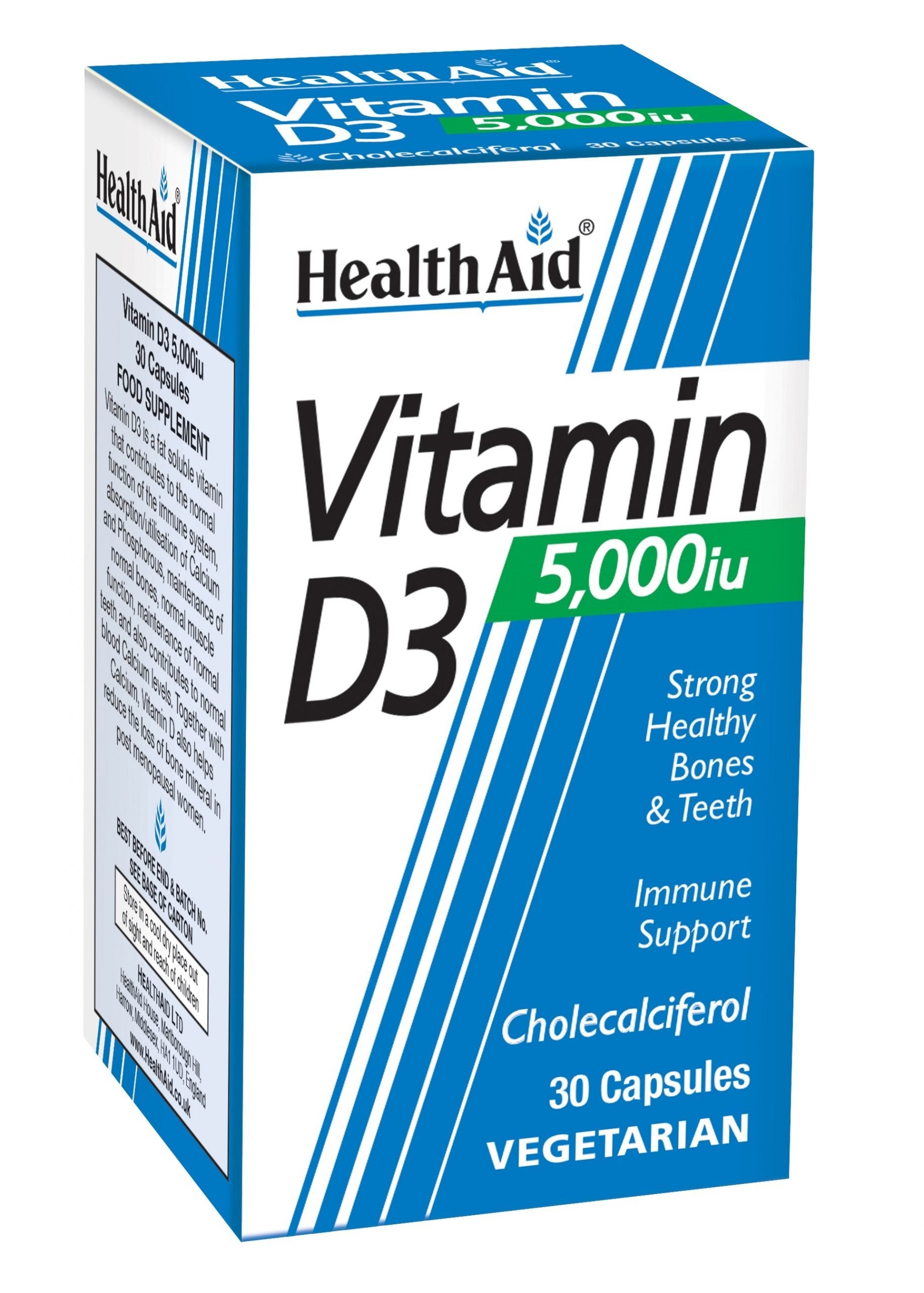 HealthAid Vitamin D3 5000iu 30's Capsules image 0