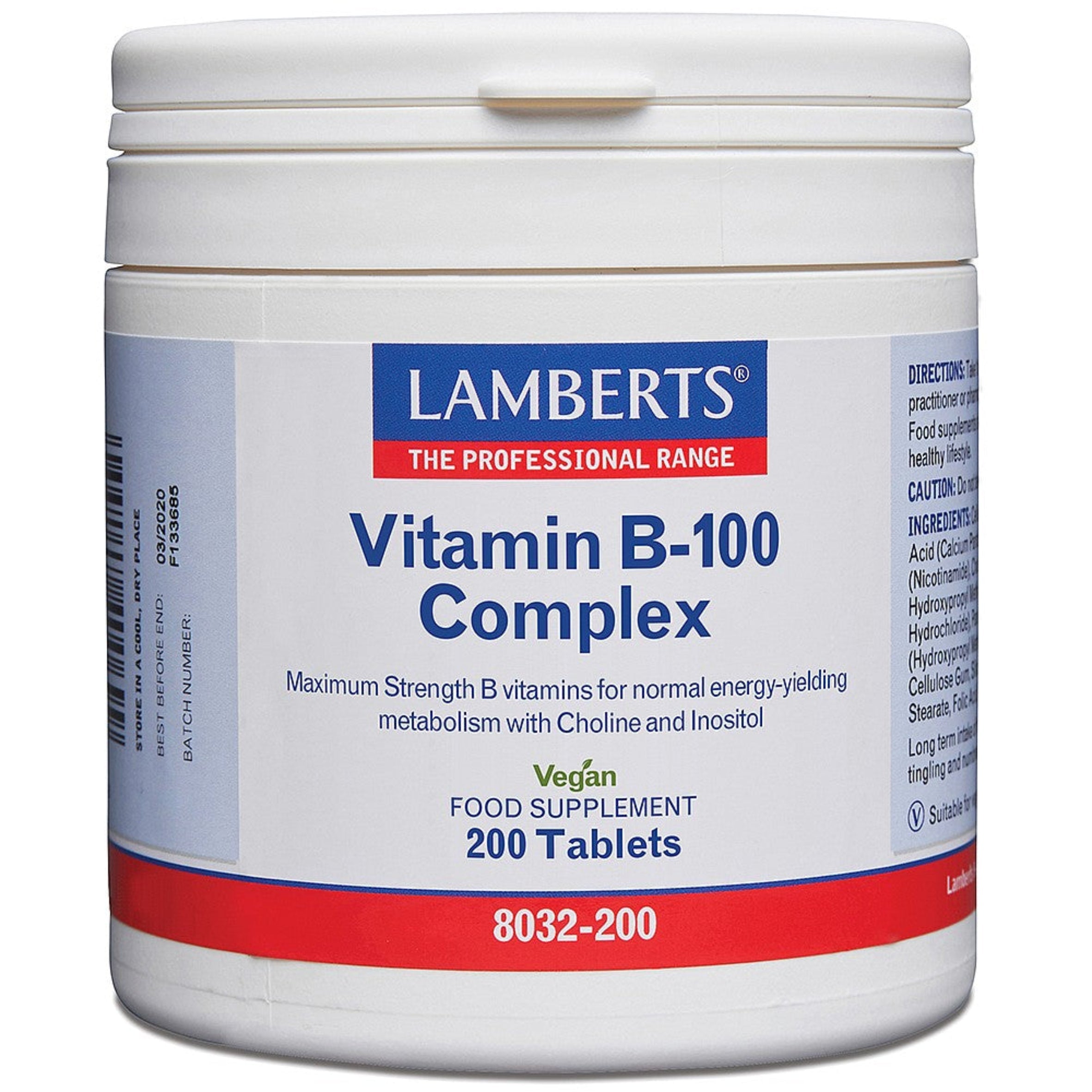 Lamberts Vitamin B-100 Complex Tablets - 60 Tablets image