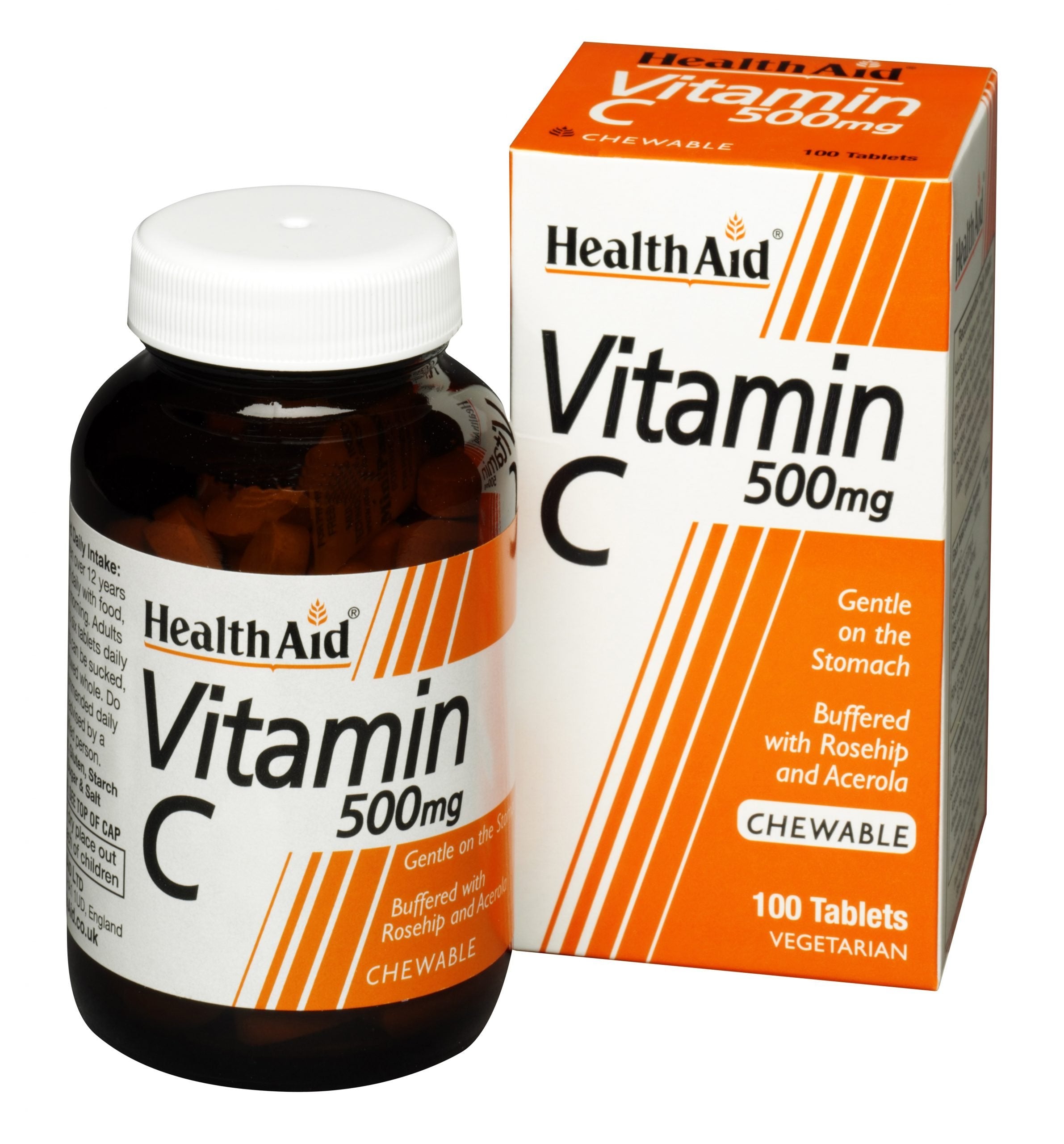 HealthAid Vitamin C 500mg Tablets Chewable - 100 Tablets image