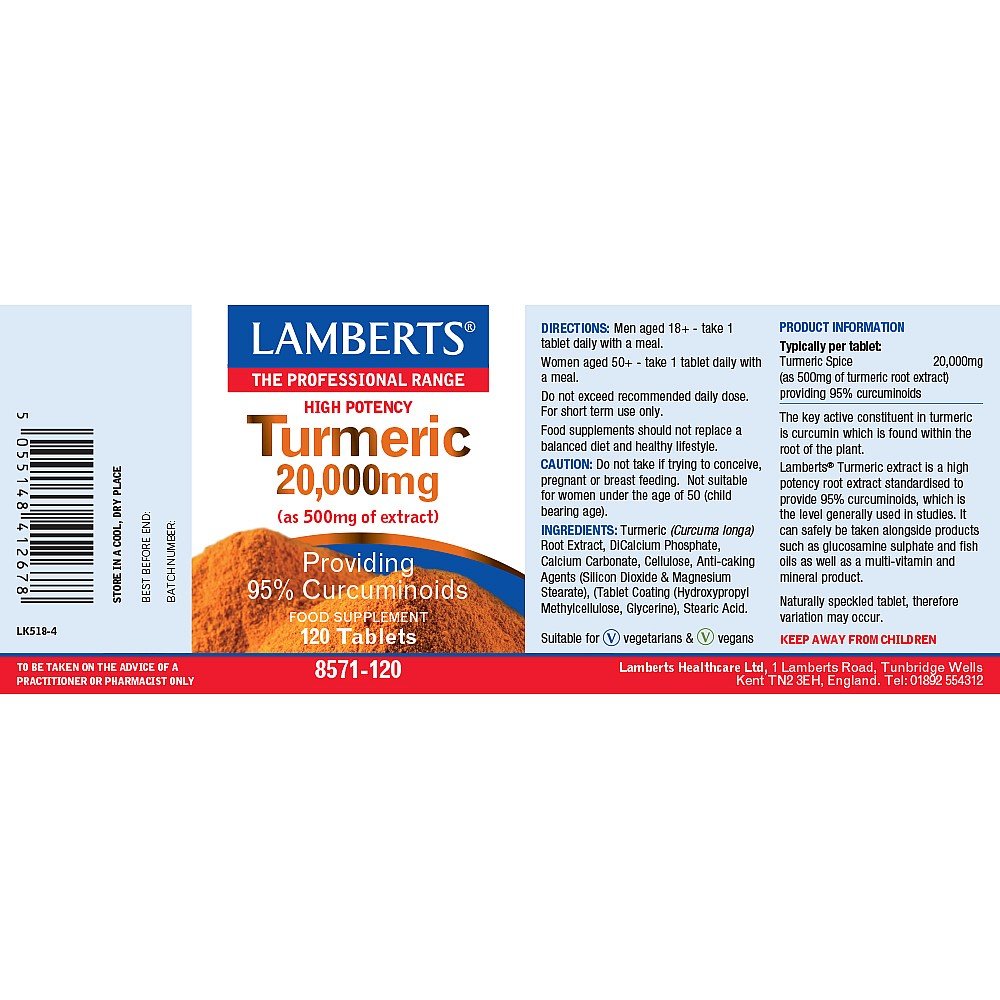 Lamberts Turmeric 20,000mg - 120 tablets image