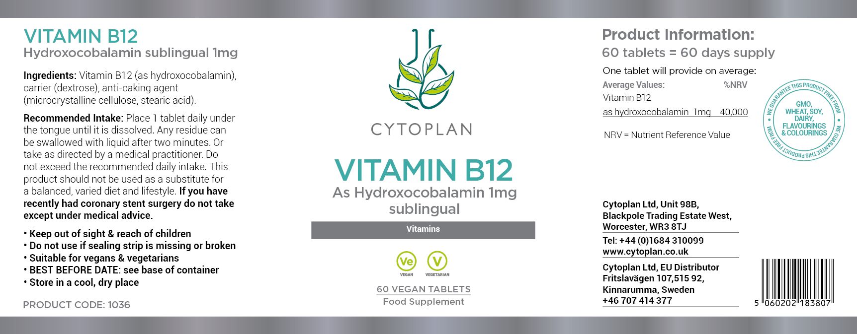 Cytoplan Vitamin B12 Non-Methylated
