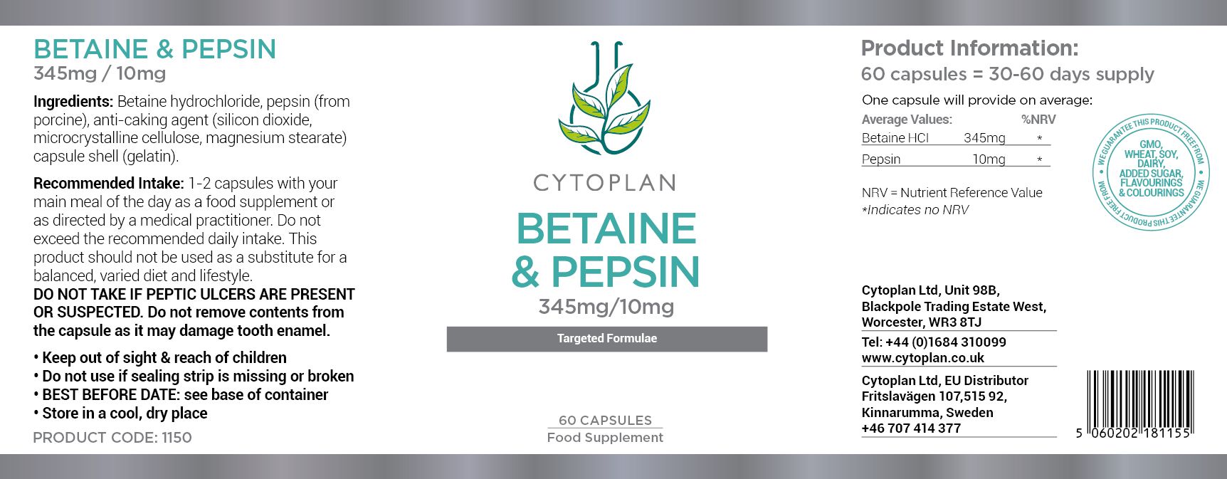 Cytoplan Betaine & Pepsin 3