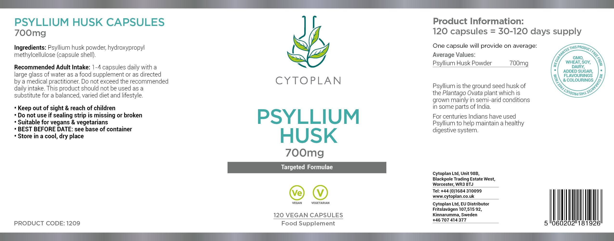 Cytoplan Psyllium Husk Capsules 3