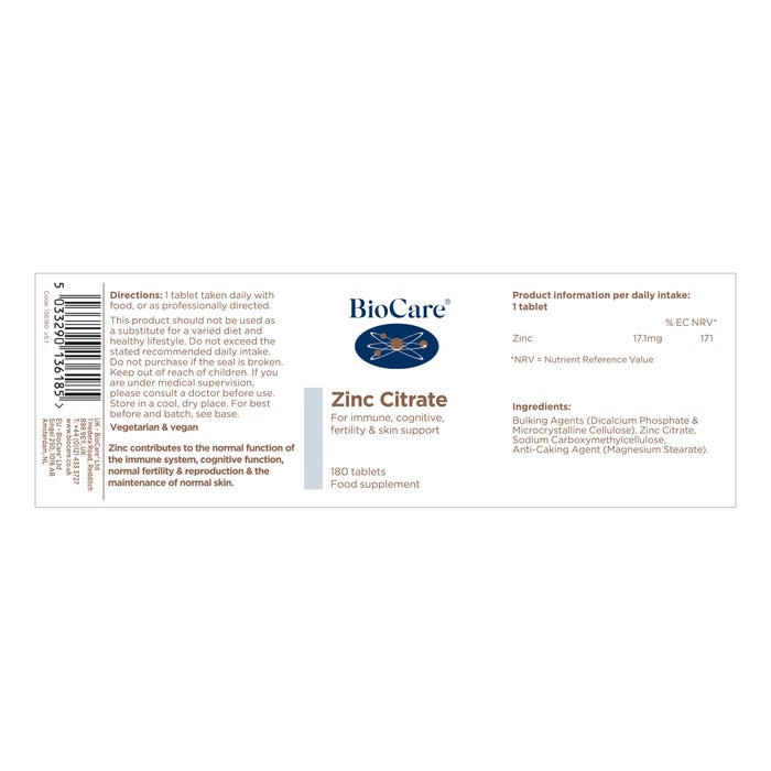 BioCare Zinc Citrate Tablets 4