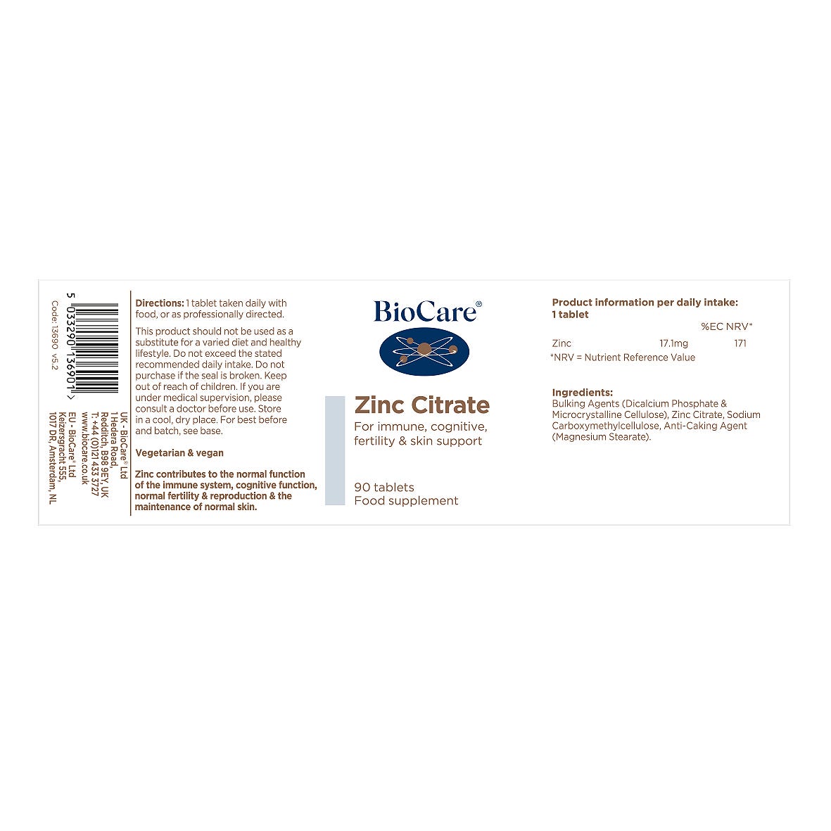 BioCare Zinc Citrate Tablets
