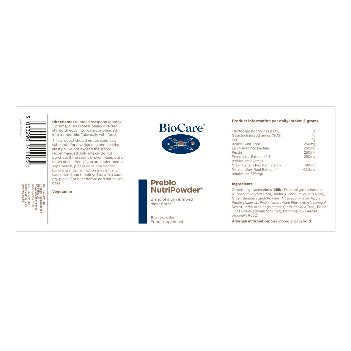 BioCare Prebio NutriPowder 165g image 1