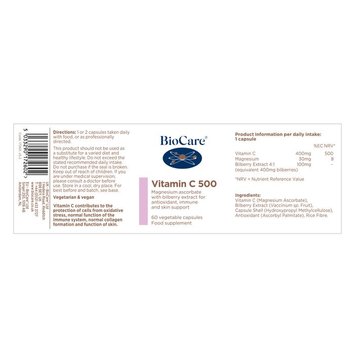 BioCare Vitamin C 500 Capsules 4