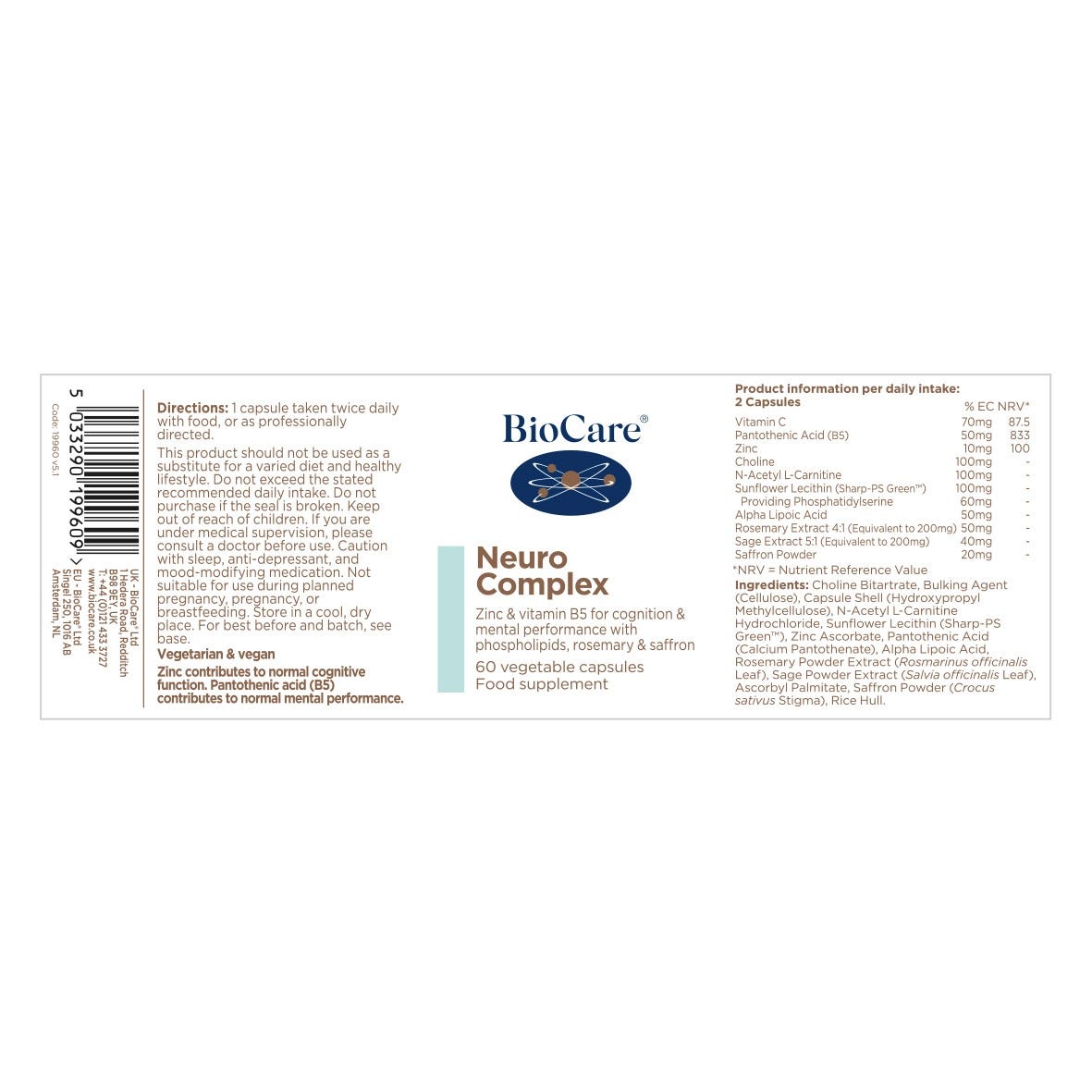 BioCare Neuro Complex 60 Capsules