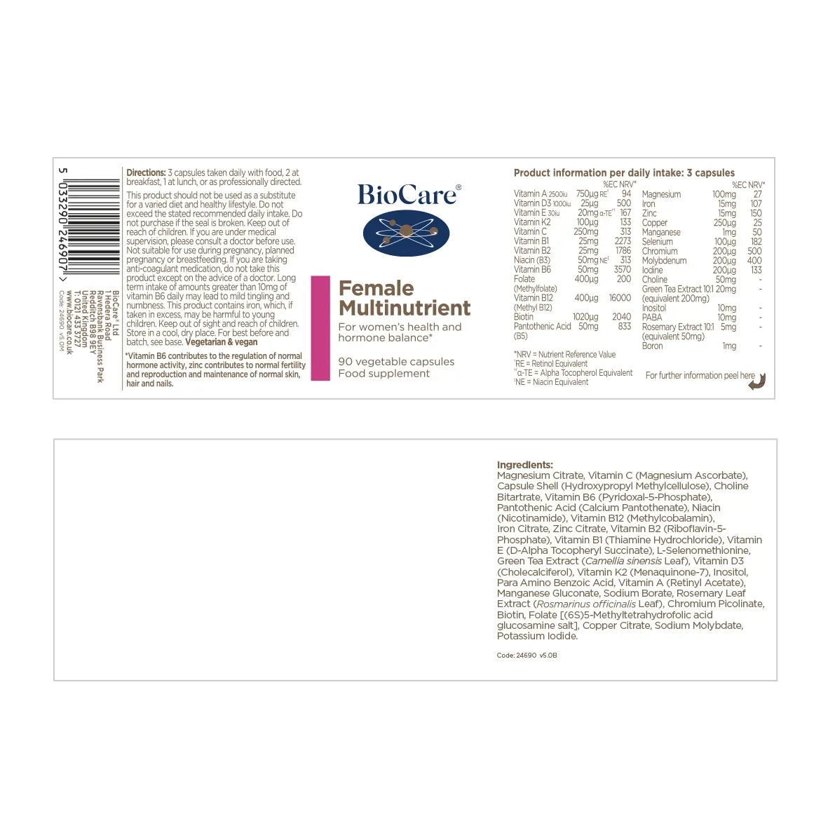 BioCare Female Multinutrient 90 Capsules image 1