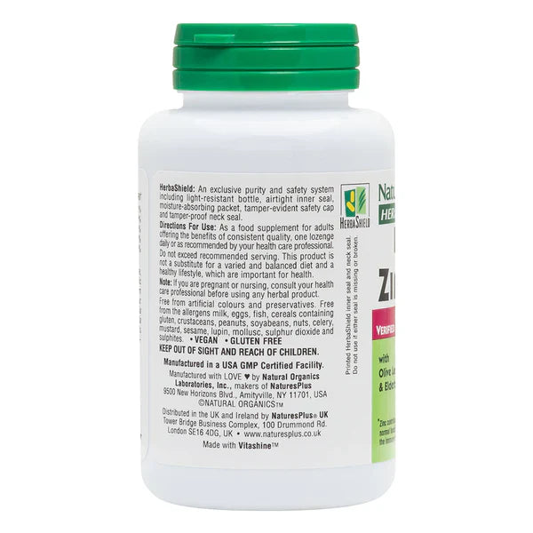NaturesPlus Herbal Actives ImmunActin® Zinc 60 Lozenges image 2