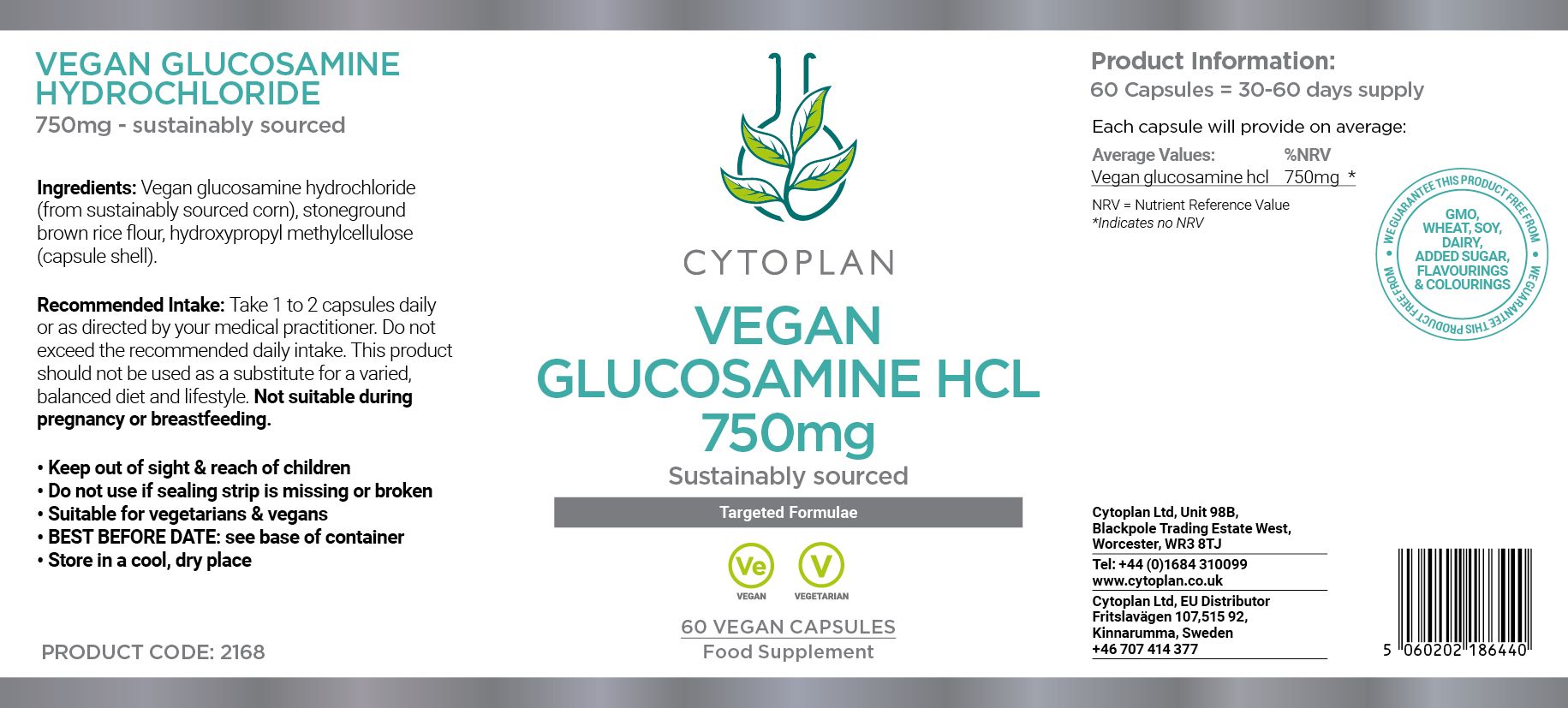 Cytoplan Vegan Glucosamine HCL (750mg) 3