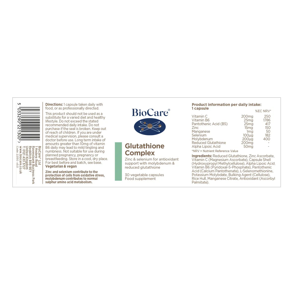 BioCare Glutathione Complex - 30 Capsules image 1
