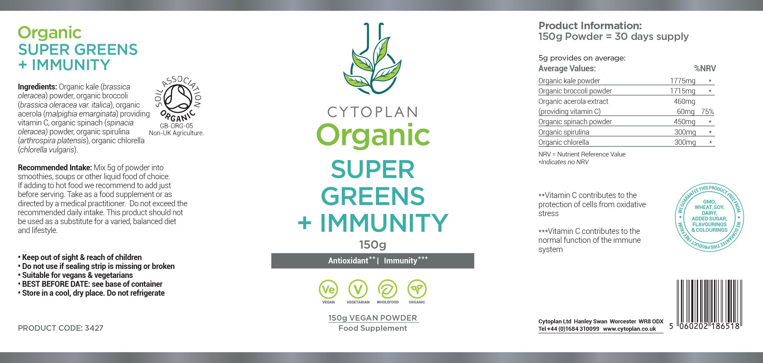 Cytoplan Organic Super Greens + Immunity 4
