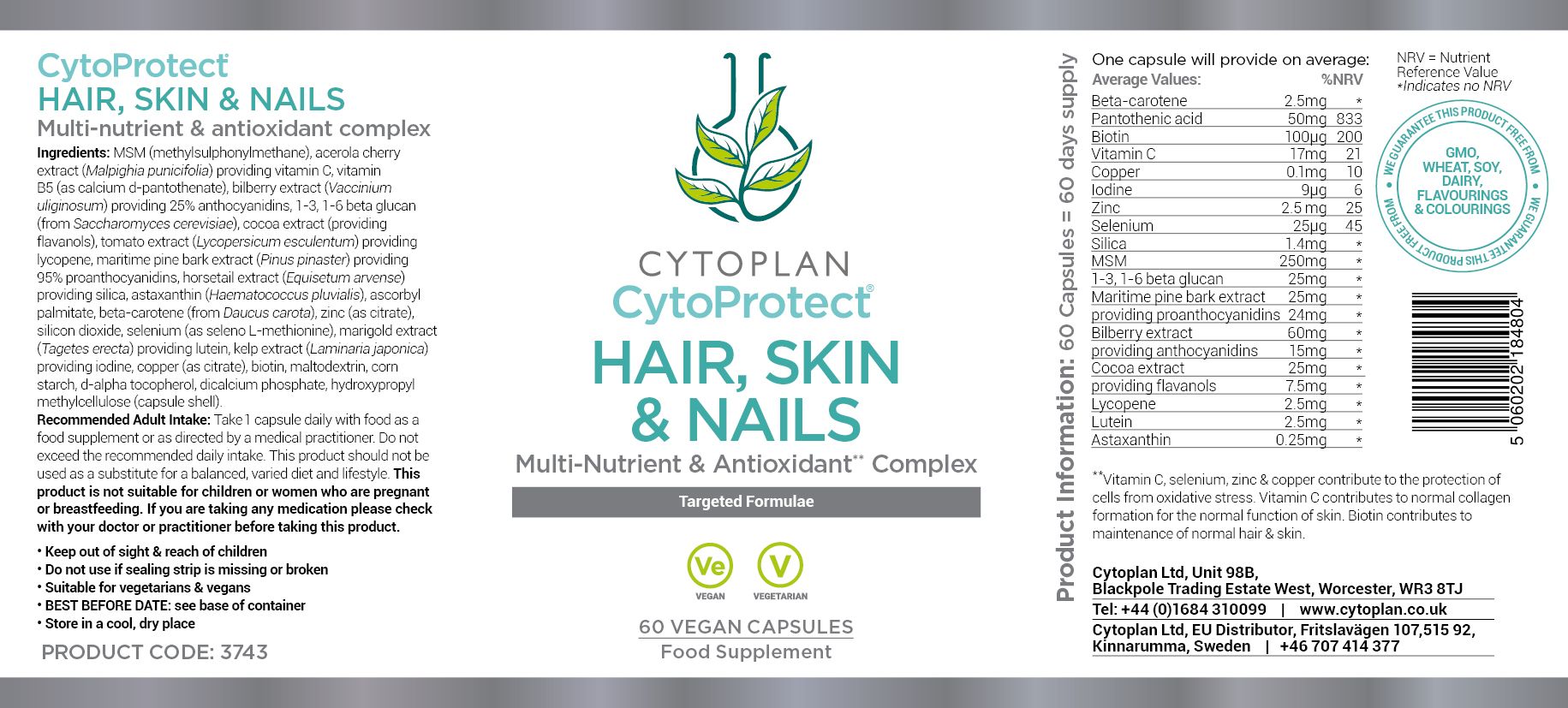 Cytoplan CytoProtect Hair, Skin & Nails 3