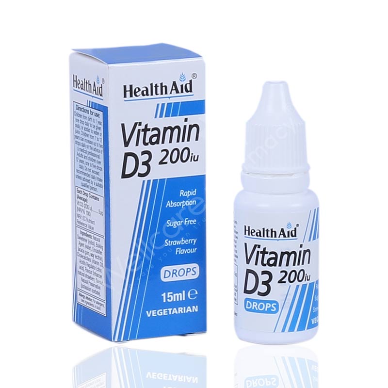 HealthAid Vitamin D3 200iu 15ml Drops (Pack of 2)